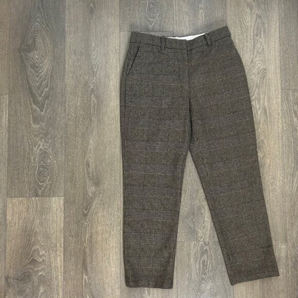Aritzia Wilfred Gimont Pant Plaid Wool Crop Trousers Straight Leg Brown Size 2 - Picture 5 of 16